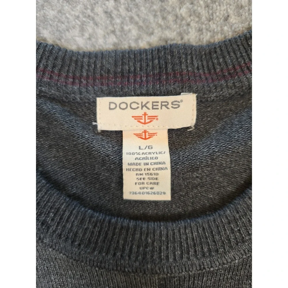 Dockers Sweater Mens Large Multi-Color Plaid Long Sleeve Crew Neck Pullover